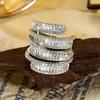 Full Diamond Crushed Ice Wrapped Cubic Zirconia Copper Ring for Women Bling Twisted Vine Sparkle Stackable Finger Jewelry