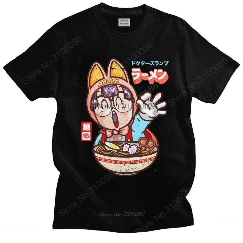 Arale Noodle Ramen T Shirt Men Cotton Tshirt Handsome Tee Short Sleeved Dr Slump Japan Manga T-