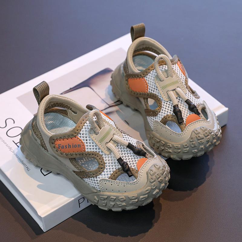 Kids Breathable Mesh Closed Toe Sport Sandals 22 хаки