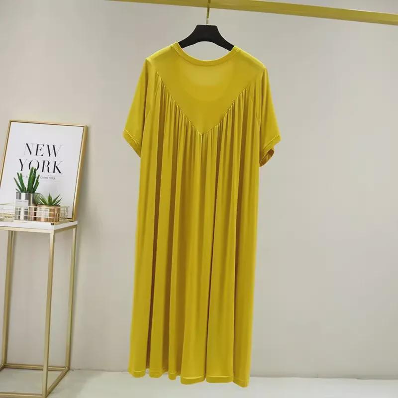 Modal Summer Maternity Lounge Dress: Women's Plus Size Casual Ice Silk Pajamas