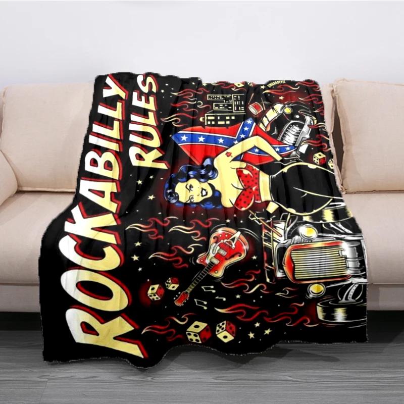 Retro Rock HipHop Music Trend Flannel Throw Blanket for Sofa and Bed Super Soft Mattress Cover