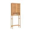 Badezimmerschrank über Waschmaschine mit Regalen, Freistehend, Abschließbar, Bambus, 170X66X23Cm