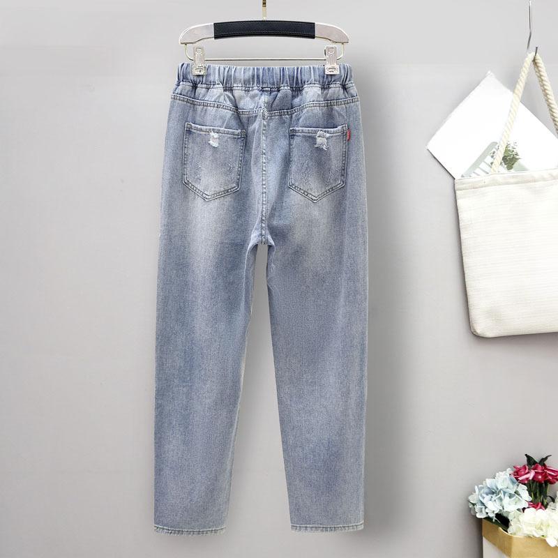 MOJTA Women Spring Autumn Plus Size Casual Loose Pants Hight Waist Harem Jeans