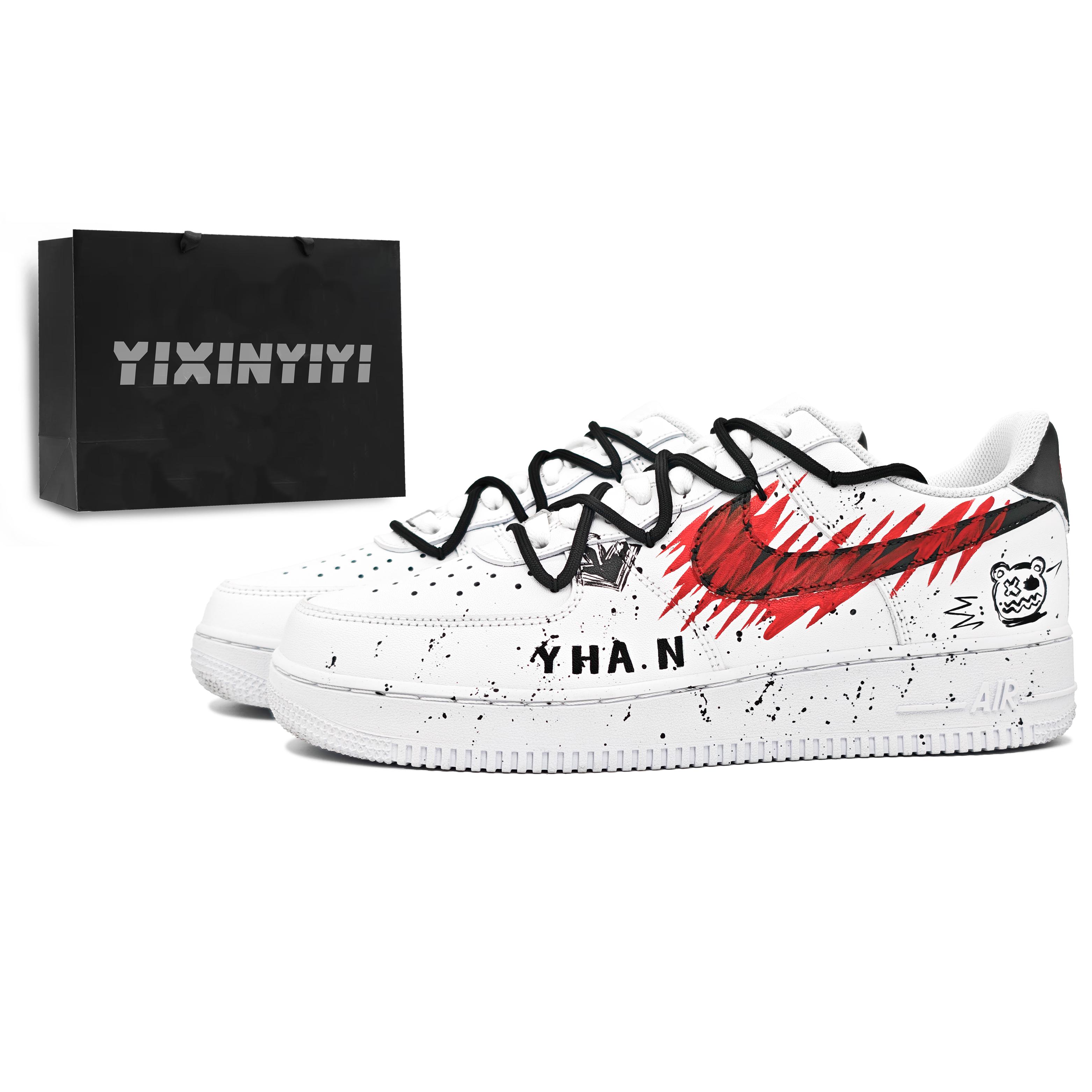 

Nike Air Force 1 Abrasion Resistant Lightweight Height Increasing Low top Skateboard Shoes Unisex Black Red CW2288-111(Team1148-) 39