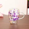Creative  Flower Pattern Double Wall Glass Cup Clear Heat Resistant High Borosilicate Glass Coffee Mugs  Hot Cold Beer Mug Gift