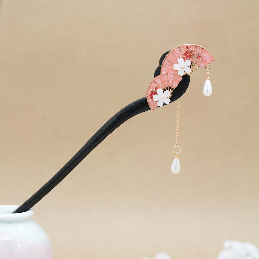 Retro Flower Hair Forks Long Tassels Wooden Hair Sticks Pearls Bead Step Shake Chinese Wedding Bridal Hairpins Clips Jewelry