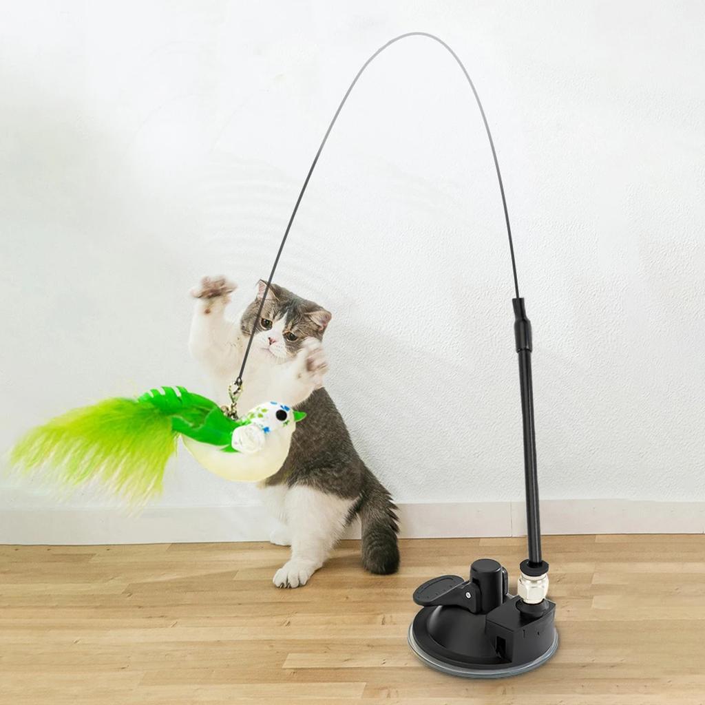 1pcs Cat Interactive Toy Simulate Bird Interactive Sucker Feather Bell Funny Cat Toys