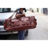 Large Leather Travel Duffel Luggage Men 30" Foldable Weekend Genuine Gym Vintage