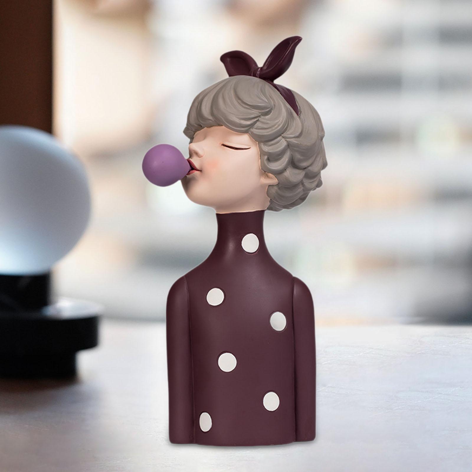 

Girl Statue Decor Sculpture Creative Girl Bust Modern Desktop Ornament for TV Stand Bedroom Home Office Woman Birthday Gift фиолетовый