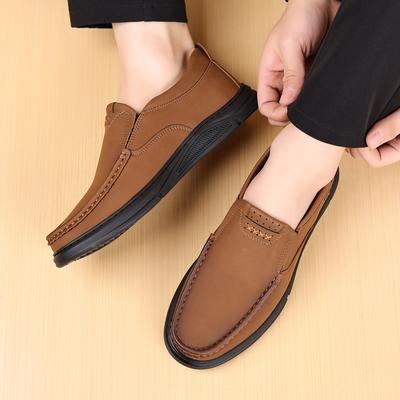 Herbst und Winter Neue Herrenlederschuhe, Frühling Herbst Lässige Herrenschuhe Weiche Sohle Rutschfest Bequeme Herren-Fahrschuhe