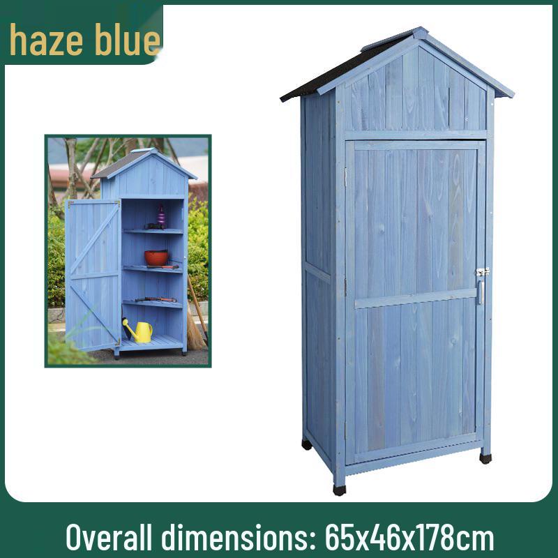 Waterproof Outdoor Wooden Storage Cabinet for Garden Tools - Anti-Corrosion and Sun Protection, Ideal for Courtyard and Balcony Use.