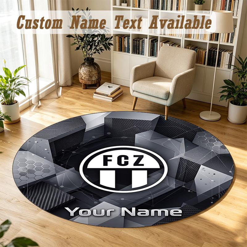 Round Rug Custom NameFC Zürich Pattern Non Slip Carpet Home Floor Decor