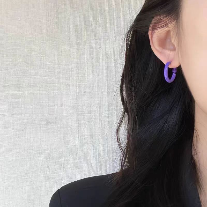 Orecchini Viola Orecchini Orecchini di Alta Gamma Orecchini di Design di Nicchia da Donna Orecchini a Bottone di Lusso Leggero Accessori