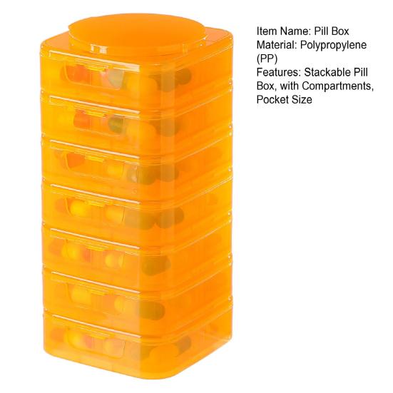 7PCS Pill Box Organizer Small Compact Modular Design Detachable High-visibility Color Container for Medication And Supplements