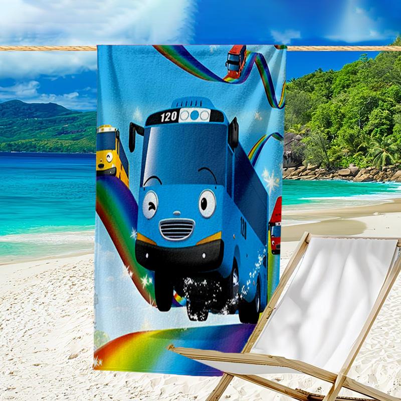 Abenteuer mit Mateo dem kleinen Bus Mikrofaser Strandtuch, Leicht und Schnelltrocknend, für Sommerreisen, Strand-Essential, Schwimmbad Outdoor