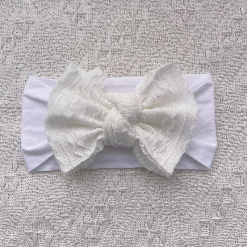 

New children s soft nylon hair accessories, baby candy-colored bow wide headscarf, baby headband. белый