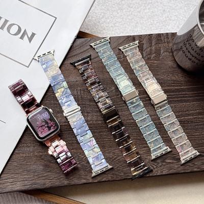Colorful Resin Watch Band Compatible with Apple Watch Series 1-11/SE/Ultra 38/40/41/42/44/45/46/49mm