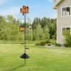 Bird Feeding Station Pole, 4 Hooks & 2 Removable Trays, Adjustable Height up to 76 Inches with Anti-Sway Base and Squirrel Guard