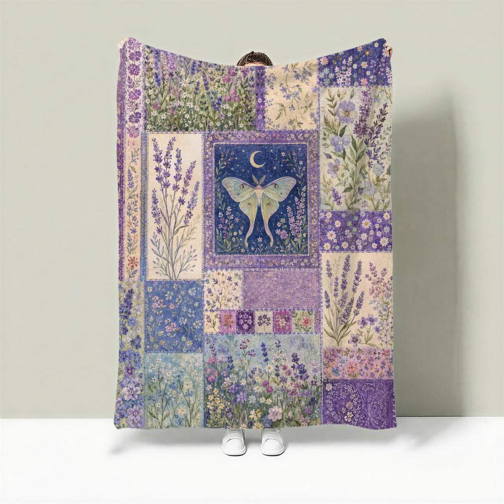 Country Patchwork Set Throw Lightweight 240G Flannel Blanket Soft Skin-Friendly For Summer Cooling