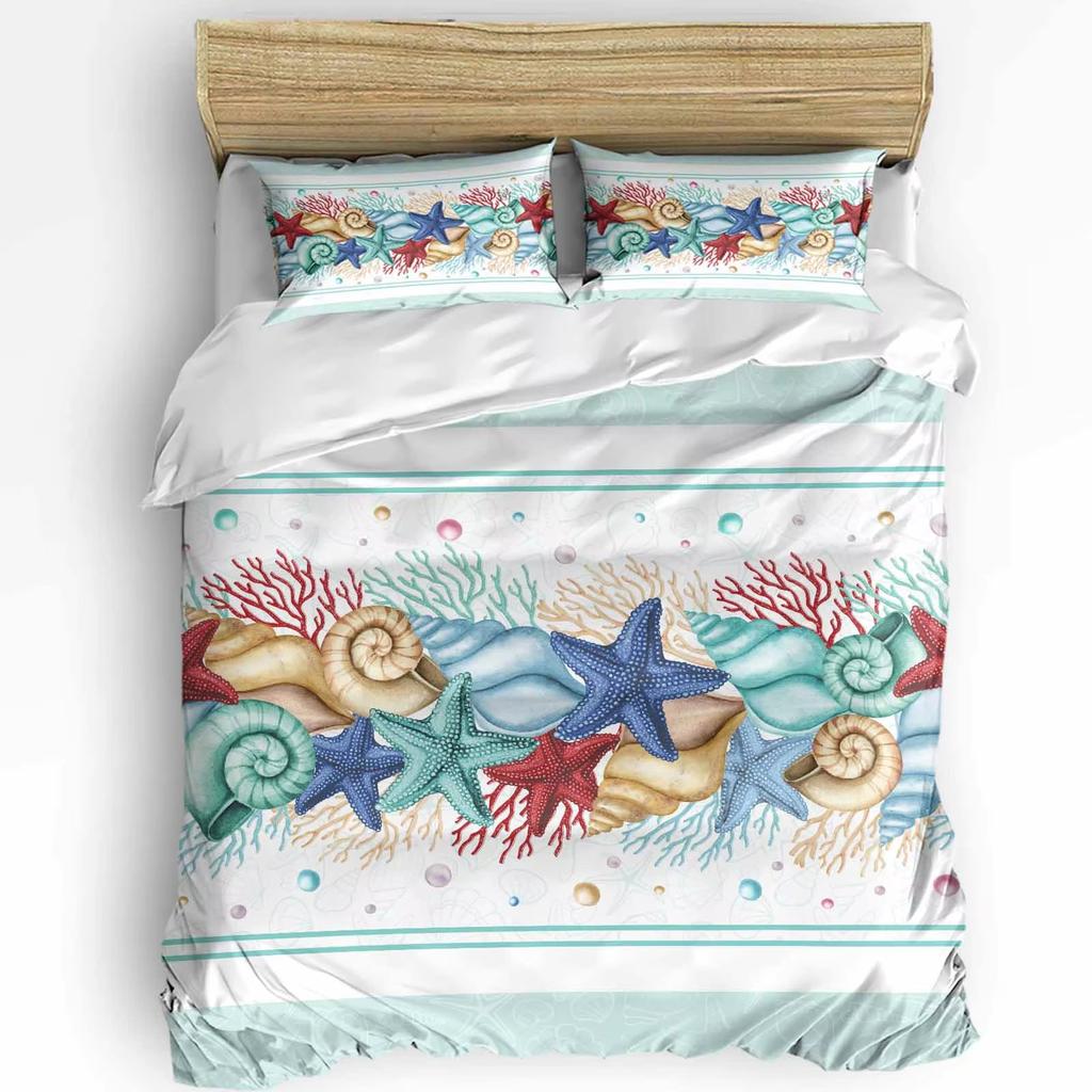 Starfish Coral Down Quilt Cover Set Bedding Set Quilt Cover Three-piece Set