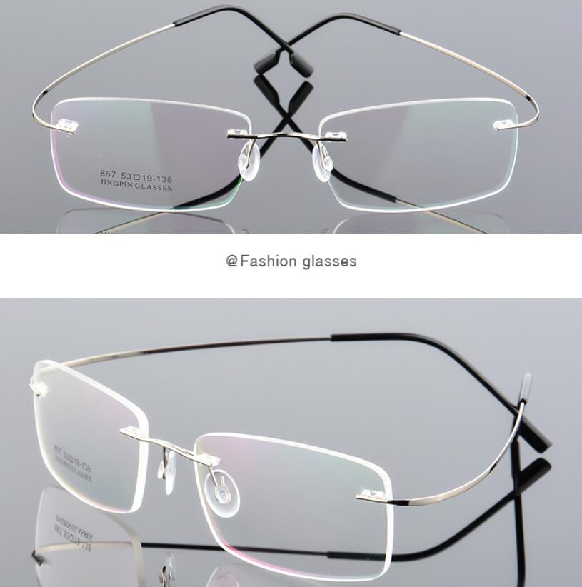 Alloy Superelastic Frameless Nearsighted Glasses Men Metal Minus Lens Rectangle Prescription Eyewear 0 To -6 Lightweight Durable
