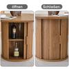 120 cm runder Esstisch für 4-6 Personen, mit Holzleiste, mit zwei Staufächern, moderner Landhausstil, für Küche, Wohnzimmer