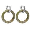Natural Gemstone Woman Earrings Oversized Hoop Stainless Steel Earrings Wedding Party Jewelry Gifts Women's Fine Jewelry
