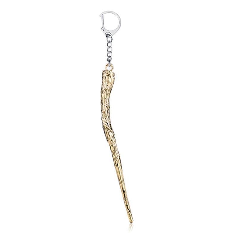 Metal Magic Wand Keychain Toy Movie Cosplay Prop Pendant Keychain Car Backpack Keychain Retro Jewelry Christmas Gift for Friends