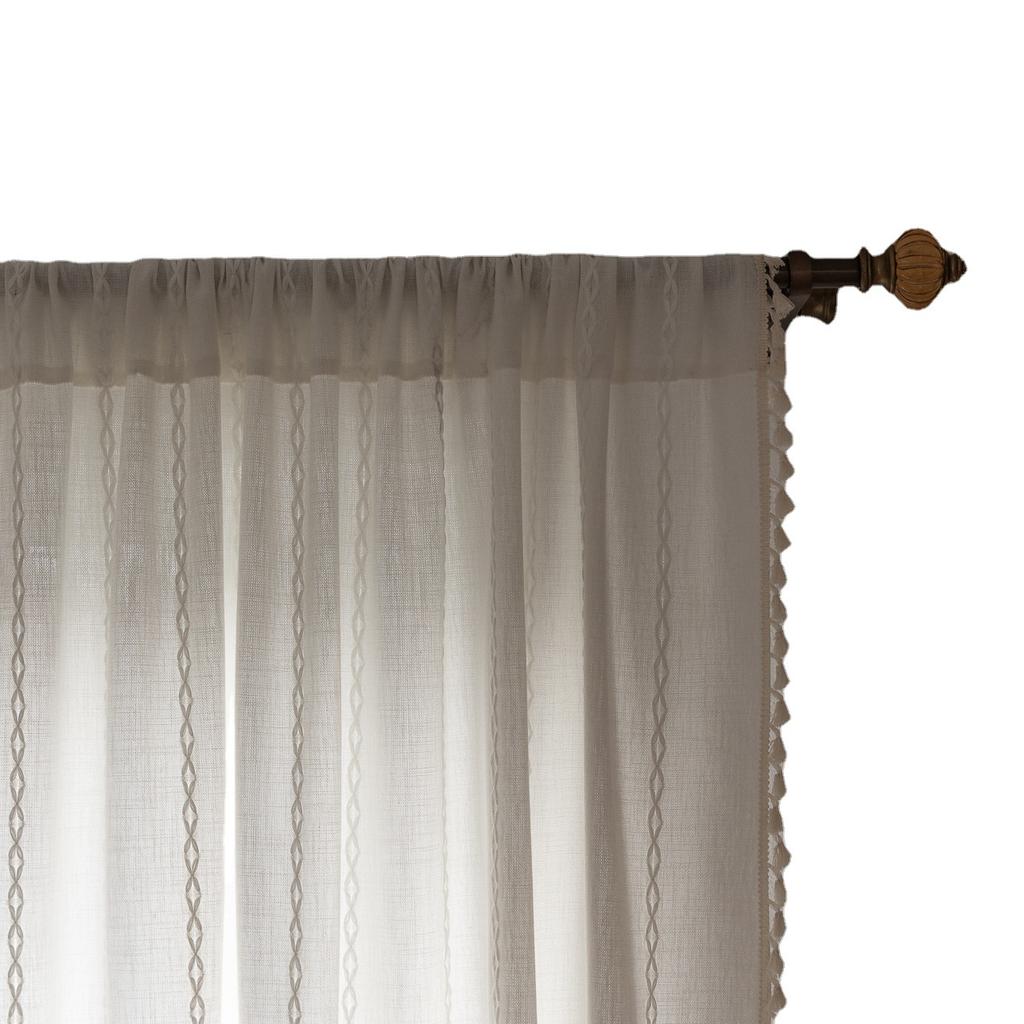 Hot Sale White Bohemian Curtains Farmhouse Living Room Bedroom Striped Embroidery Small Windows Kitchen Curtains Short Curtains