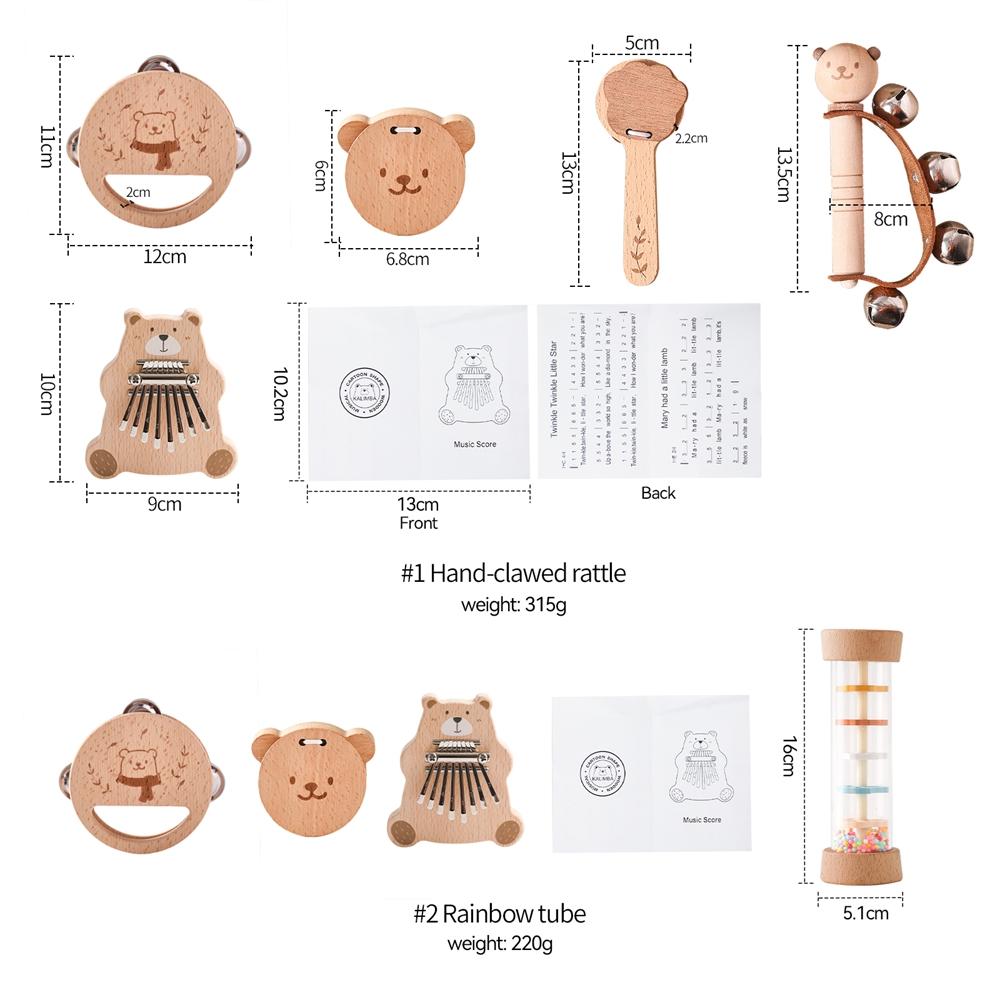 6pc Musical Instruments Sets Montessori Music Baby 0 12 Months Toys Drum Xylophone Kids Early Educational Wooden Instruments Toy