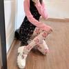 Pink/Black Lolita Stockings Embroidery Mesh Pantyhose French Floral Tights  Party