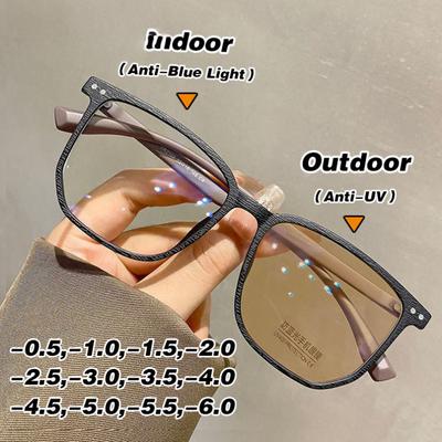 Style Reading Glasses Color Changing Myopia Glasses Ultra Light Blue Light Proof Glasses Unisex Sunglasses Women