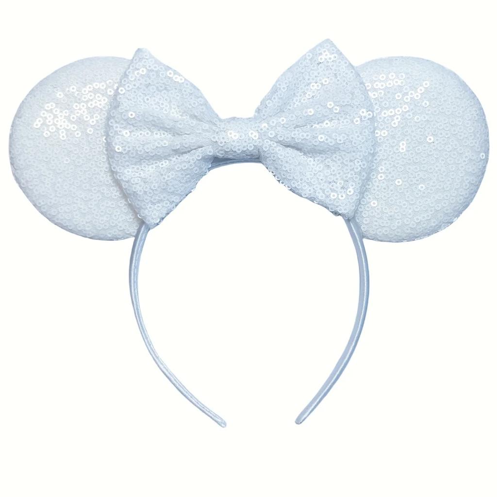 Mouse Ears Headband For Girls Adults 5'' Sparkly Sequin Bow Hairband Festival Party Travel DIY Hair Accessories