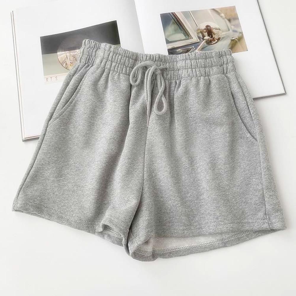 

Летние женские шорты с высокой талией, однотонные, с широкими штанинами – больших размеров, легкие, свободного кроя, в повседневном спортивном стиле S серый