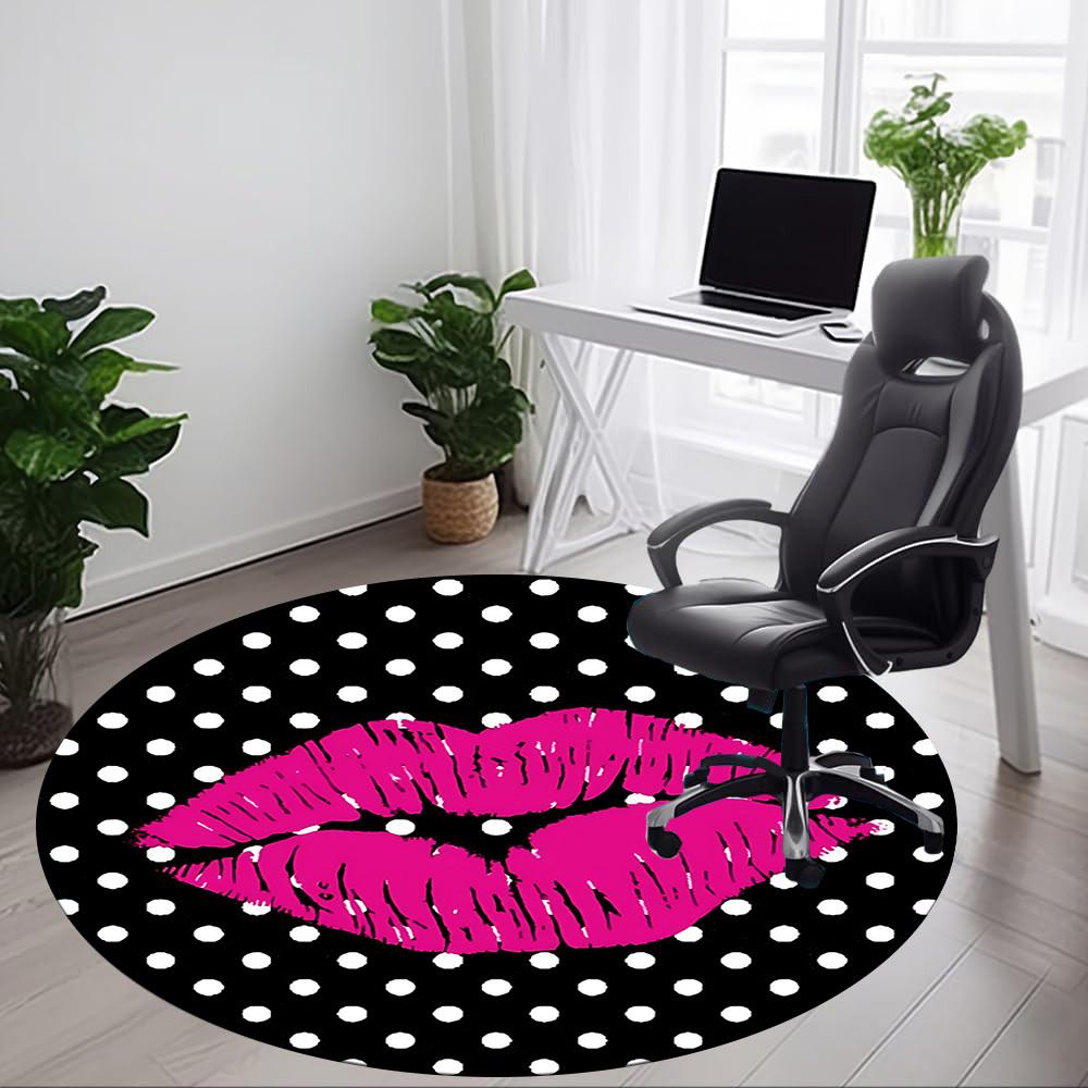 1pc Lips Polka Dot Chair Carpet for Office Machine Washable Rug for Office, Good Gift for Family or Friends yy251225177