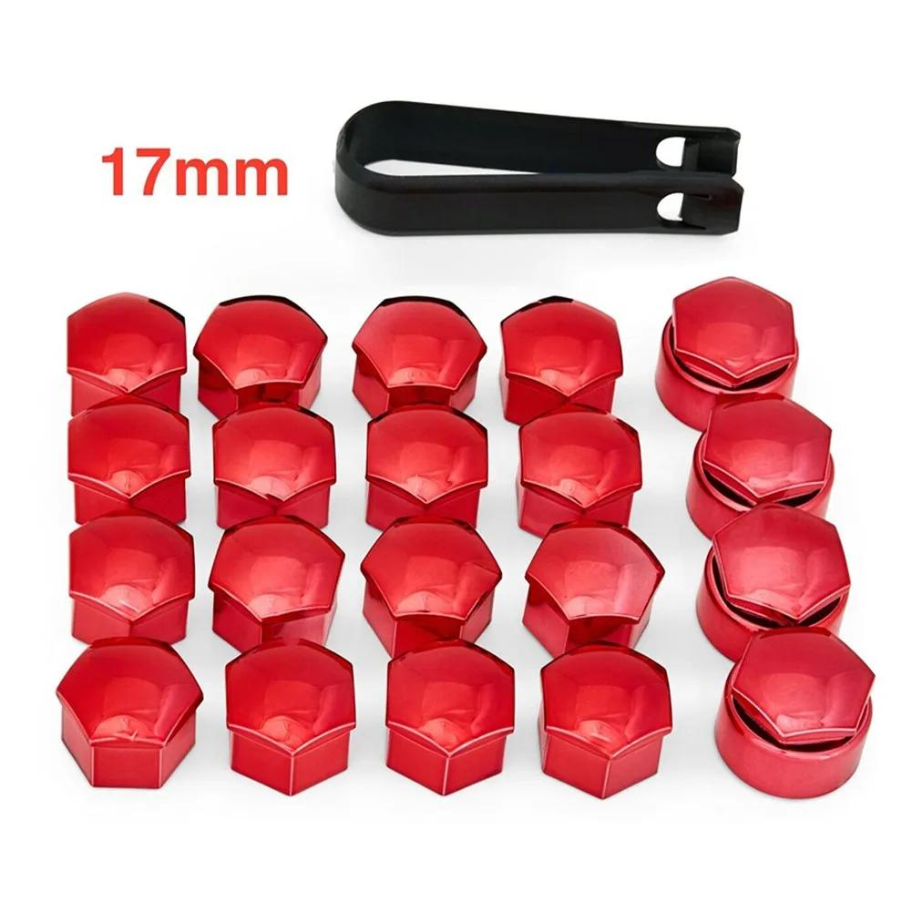 T39 Plating Red Glossy 16 Pcs Nut Cover+ T49 Plating Red 4 Pcs Lock Wheel Nut Cover+ Disassembly Tools For BMW