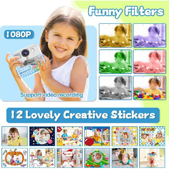 Kids Camera Instant Print, Kids Christmas Birthday Gifts Instant Cameras That Print Photos,1080P Toddler Camera Toys for 3 4 5 6 7 8 Year Old Girls