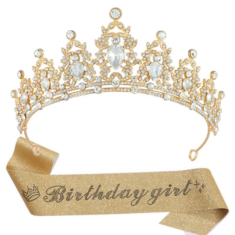 European and American Light Luxury Crystal Crown Hot Diamond Etiquette Belt Birthday Girl Birthday Party Accessories Decoration 2026
