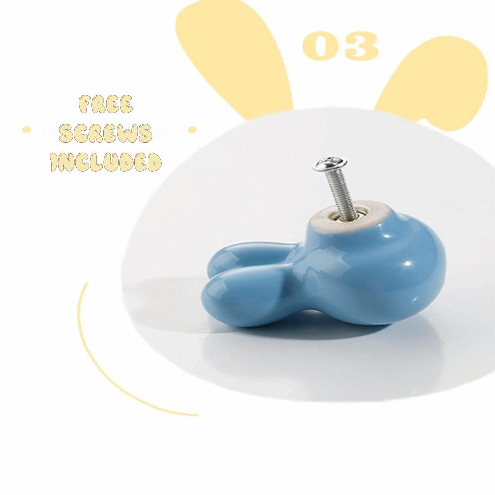 Solid Metal Thread Rabbit Knobs Rounded Soft Edges Cabinet Knobs Kids Room