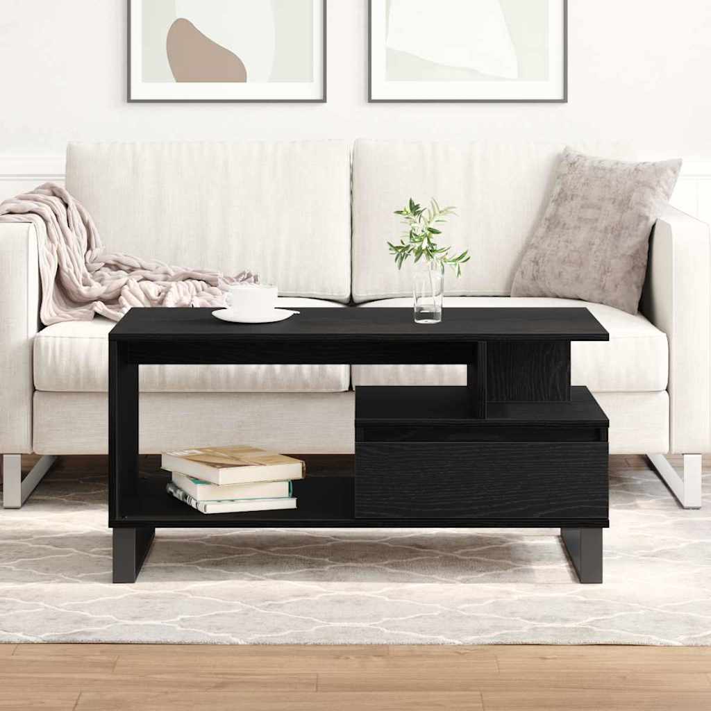 Coffee Table Black Oak Look 90 x 49 x 45 cm Engineered Wood
