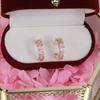 Korea   Fashion Jewelry 14K Real Gold Plating AAA Pink Zircon Semicircle Simple Earrings Elegant Women's Daily Accessories