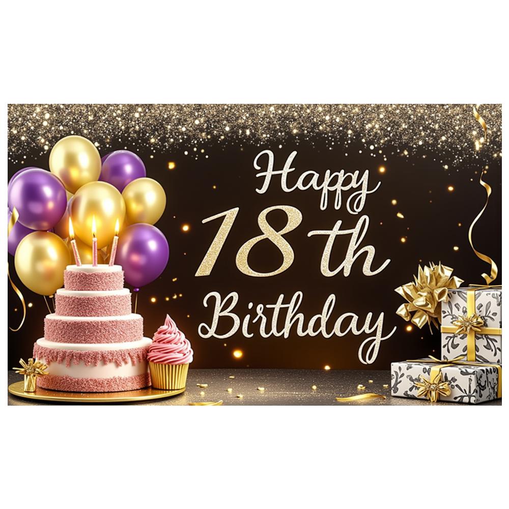 Gift Decoration Happy 18th Birthday Event Decoration Party Banner for Holiday Celebration Indoor Decoration Party Celebration