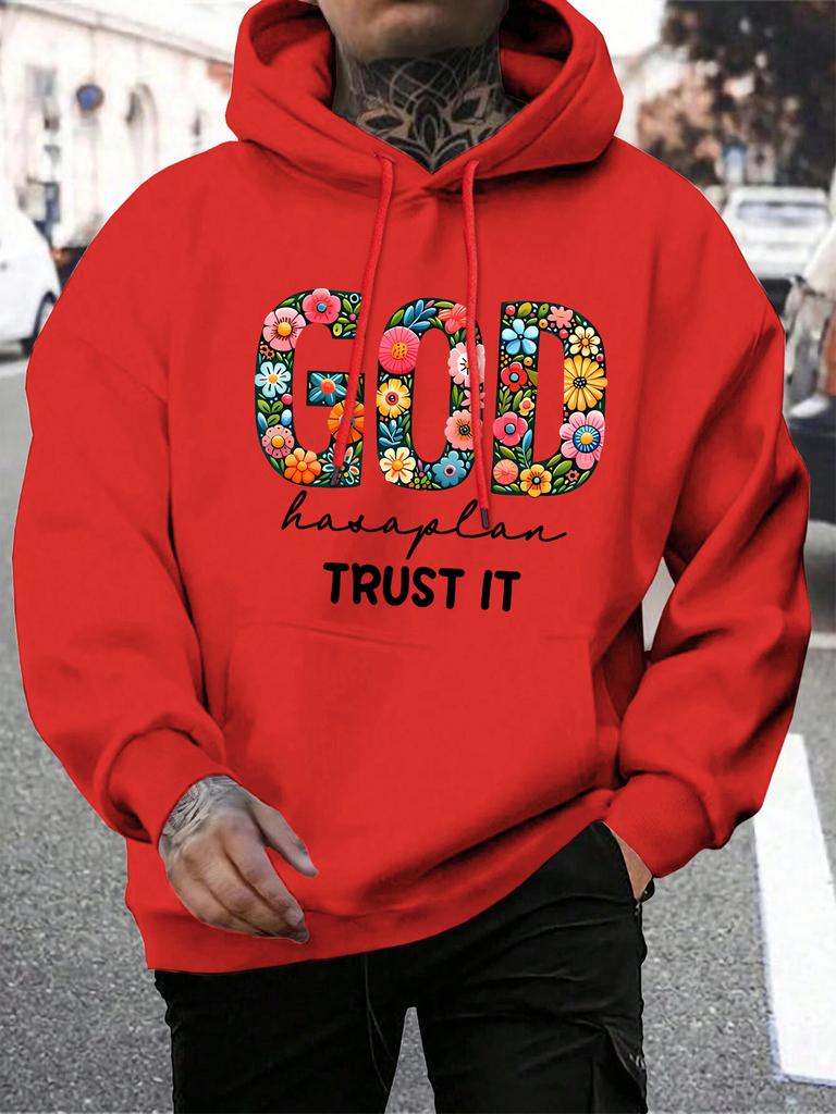 God Trust It Prints Hooded Man Fashion Casual Hoodies Simple Loose Sweatshirts Autumn Street Fleece Tracksuit
