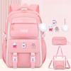 Pink Waterproof Wear-resistant Leisure  School Bags Primary School Girls' After-school Tutoring Shoulder Bag Lightweight Nylon Material Bookbag