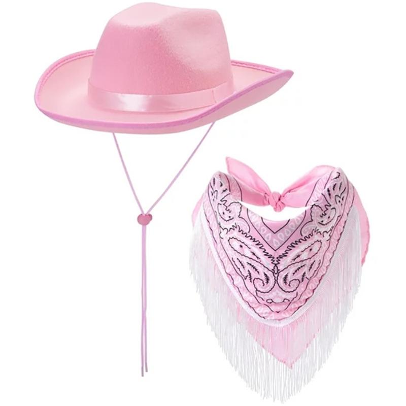 2PCS Female Hat Scarf Costume Set Music Festival Roleplay Party Dress Up Suit