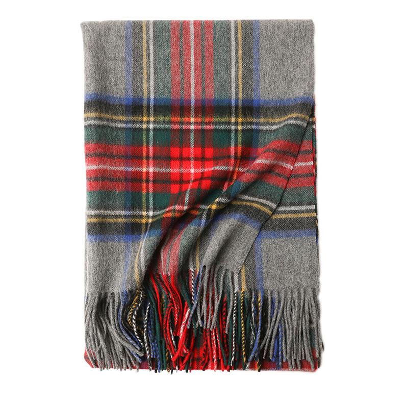 

New wool big shawl lunch break warm blanket woven fringed plaid scarf autumn and winter warm big shawl 70*190