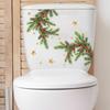 Christmas Pine Branches with Red Fruits and Golden Stars Toilet Cover Sticker for Bathroom Decoration Sticker