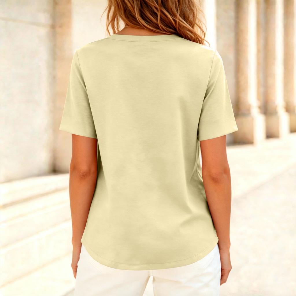 Women's Casual Short Sleeve Color T-Shirt for Everyday Wear