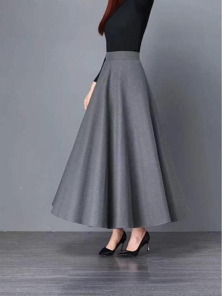 Plus Size A-Line Flowing Skirt – New Spring/Autumn Style for a Professional, Slimming Look