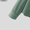 INCERUN Oversized Men Turn Down Collar Long Sleeve Texture Loose Casual Shirts Tops